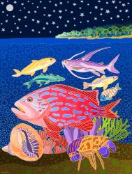 Midnight Off The Keys, 2001, acrylic gouache on canvas | Obraz na stenu