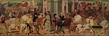 Entry of Titus Flavius Vespasian (9-79 AD) and Titus (38-91 AD) into Rome, c.1450 (oil on panel) | Obraz na stenu