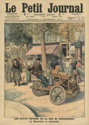 Modernisation of the street jobs, the knife grinder in his car, illustration from 'Le Petit Journal', supplement illustre, 3rd September 1911 (colour litho) | Obraz na stenu