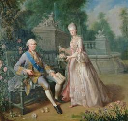 Louis Jean Marie de Bourbon, Duc de Penthievre with his daughter, Louise-Marie Adelaide (oil on canvas) | Obraz na stenu