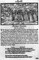 Month of April, from 'The Shepheardes Calender' by Edmund Spenser (1552-99), facsimile of original published in 1579 (woodcut) (b/w photo) | Obraz na stenu