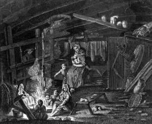 Inside of a Weavers Cottage in Ilay, illustration from 'A Tour in Scotland' by Thomas Pennant, published 1769 (engraving) | Obraz na stenu