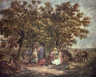 The Gipsies Tent, engraved by Joseph Grozar (coloured engraving) | Obraz na stenu