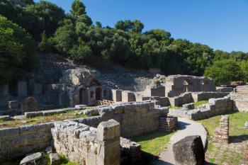Albania. Butrint or Buthrotum archeological site; a UNESCO World Heritage Site. Entrance to the theatre. (photo) | Obraz na stenu