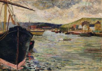 Port at Rouen (oil on canvas) | Obraz na stenu