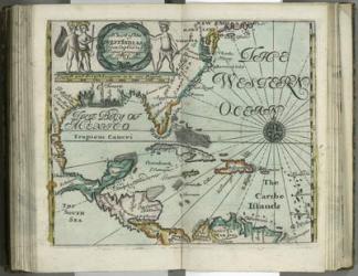 A chart of the West Indies from Cape Cod to River Oronoque from Atlas maritimus by John Seller, 1682 (hand coloured engraving) | Obraz na stenu