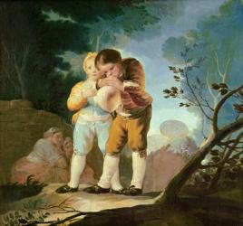 Children Inflating a Bladder, 1778 (oil on canvas) | Obraz na stenu