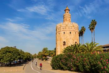Seville, Seville Province, Andalusia, southern Spain. Torre del Oro: the Tower of Gold | Obraz na stenu