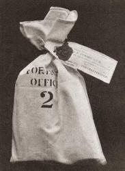 A Foreign Office Dispatch bag, sealed and addressed to the British Ambassador at Constantinople, ready for delivery to a Queen's Foreign Service Messenger. From The Strand Magazine, published 1896 | Obraz na stenu