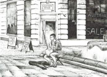 Musician St. Ann's Square, 2016, (Ink on paper) | Obraz na stenu