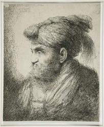 Bearded Man Wearing a Turban, 1647-51 (etching) | Obraz na stenu