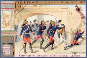 Decoration for Act I, Scene i of 'Carmen' by Georges Bizet (1840-1875) (colour litho) | Obraz na stenu