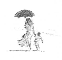 Mother and Child, Sri Lanka (pen & ink on paper) | Obraz na stenu