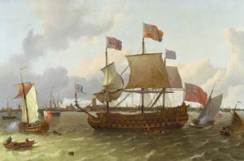 The Three-Master 'Britannia' in Rotterdam, 1698 (oil on canvas) | Obraz na stenu