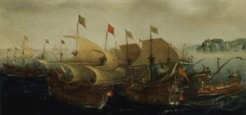 A Sea Action, possibly the Battle of Cadiz, 1596 (oil on canvas) | Obraz na stenu