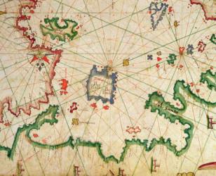 The Island of Lemnos, from a nautical atlas, 1651 (ink on vellum) (detail from 330925) | Obraz na stenu