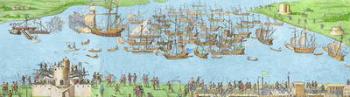 The Encampment of the English Forces near Portsmouth during the Battle of the Solent (colour litho) | Obraz na stenu