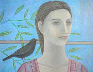 A Woman and a Blackbird are One (detail), 2012, oil on panel | Obraz na stenu