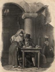 Public scribe working in a market place (litho) | Obraz na stenu