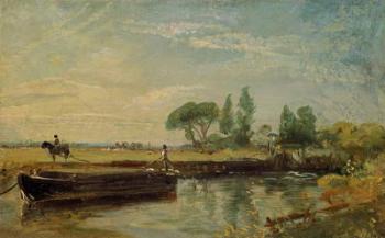 A Barge below Flatford Lock, c.1810 (oil on canvas) | Obraz na stenu