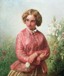 Portrait of a young girl with a rose | Obraz na stenu