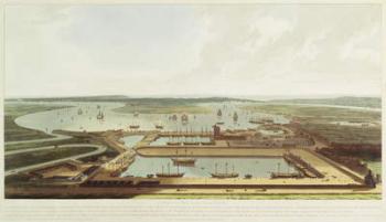 New Dock, Wapping, 1808 (hand-coloured aquatint) | Obraz na stenu