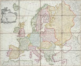 Wallis's New Map of Europe Divided into its Empires Kingdoms &c, 1789 (hand coloured engraving) | Obraz na stenu