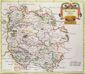 Map of Herefordshire, 1695 (coloured engraving) | Obraz na stenu