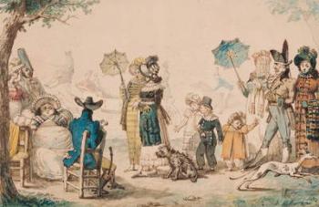 Promenade on the Champs-Elysees, 1811 (pen & ink and watercolour on paper) | Obraz na stenu