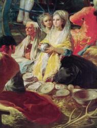 Ladies buying pottery at a stall in Madrid, 1779 (oil on canvas) (detail of 38625) | Obraz na stenu