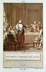 Benjamin Franklin Presenting his Opposition to the Taxes in 1766, engraved by David (engraving) | Obraz na stenu