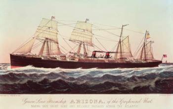 Guion Line Steamship Arizona, of the 'Greyhound Fleet', making Safe, Short and Reliable Passages across the Atlantic (colour litho) | Obraz na stenu