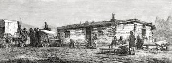Staging post station in the Utah Desert, America in the 19th century. | Obraz na stenu