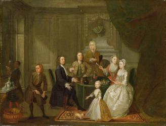Group Portrait, Probably of the Raikes Family, c.1730-32 (oil on canvas) | Obraz na stenu