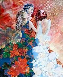 Ladies in floral dresses | Obraz na stenu