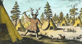 Native American Shaman (engraving) (later colouration) | Obraz na stenu