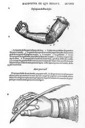 Description of a mechanical iron arm and hand (engraving) (b/w photo) | Obraz na stenu