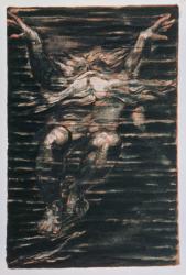 The First Book of Urizen; Bearded man swimming through water, 1794 (colour-printed relief etching) | Obraz na stenu