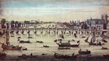 Westminster Bridge, looking westward, published by J. Bowles, 1747 (coloured engraving) | Obraz na stenu