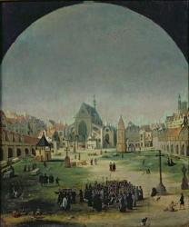 The Cemetery of the Innocents and the Mass Grave During the Reign of Francois I (oil on canvas) | Obraz na stenu
