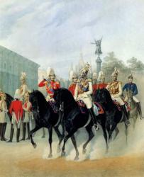 Emperor Nicholas I (1796-1855) and Grand Duke Alexander (1845-94) in St. Petersburg, 1843 (w/c on paper) | Obraz na stenu