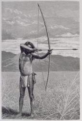 A Veddah of Ceylon shooting with the bow, from 'The History of Mankind', Vol.III, by Prof. Friedrich Ratzel, 1898 (engraving) | Obraz na stenu