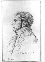 Portrait of Armand Augustin Louis. Marquis de Caulaincourt (1772-1827) (pencil on paper) (b/w photo) | Obraz na stenu