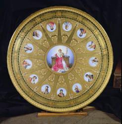 The Austerlitz Table, inlaid with Sevres plaques commemorating Napoleon's victory at Austerlitz, 1808-10 (gold & porcelain) (see also 232838) | Obraz na stenu