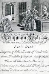 Trade Card, Benjamin Cole, London tradesman (engraving) | Obraz na stenu