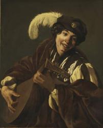 Boy playing the Lute, 1620s (oil on canvas) | Obraz na stenu