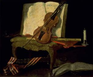 Still Life with a Violin (oil on canvas) | Obraz na stenu