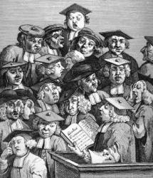 Scholars at a Lecture, 20th January 1736-37 (engraving) (b/w photo) | Obraz na stenu