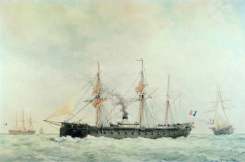 The French Battleship, 'La Gloire', 1880 (w/c on paper) | Obraz na stenu