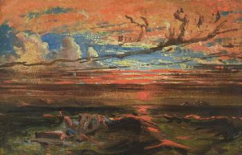 Sunset at Sea after a Storm (oil on pressed cardboard) | Obraz na stenu